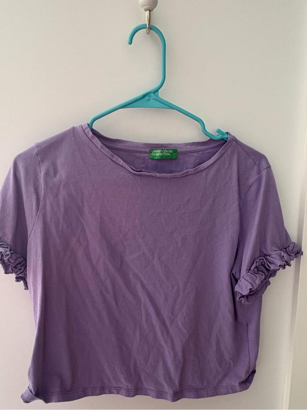United Colors Of Benetton Lavender Ruffle Sleeve Tee Shirt